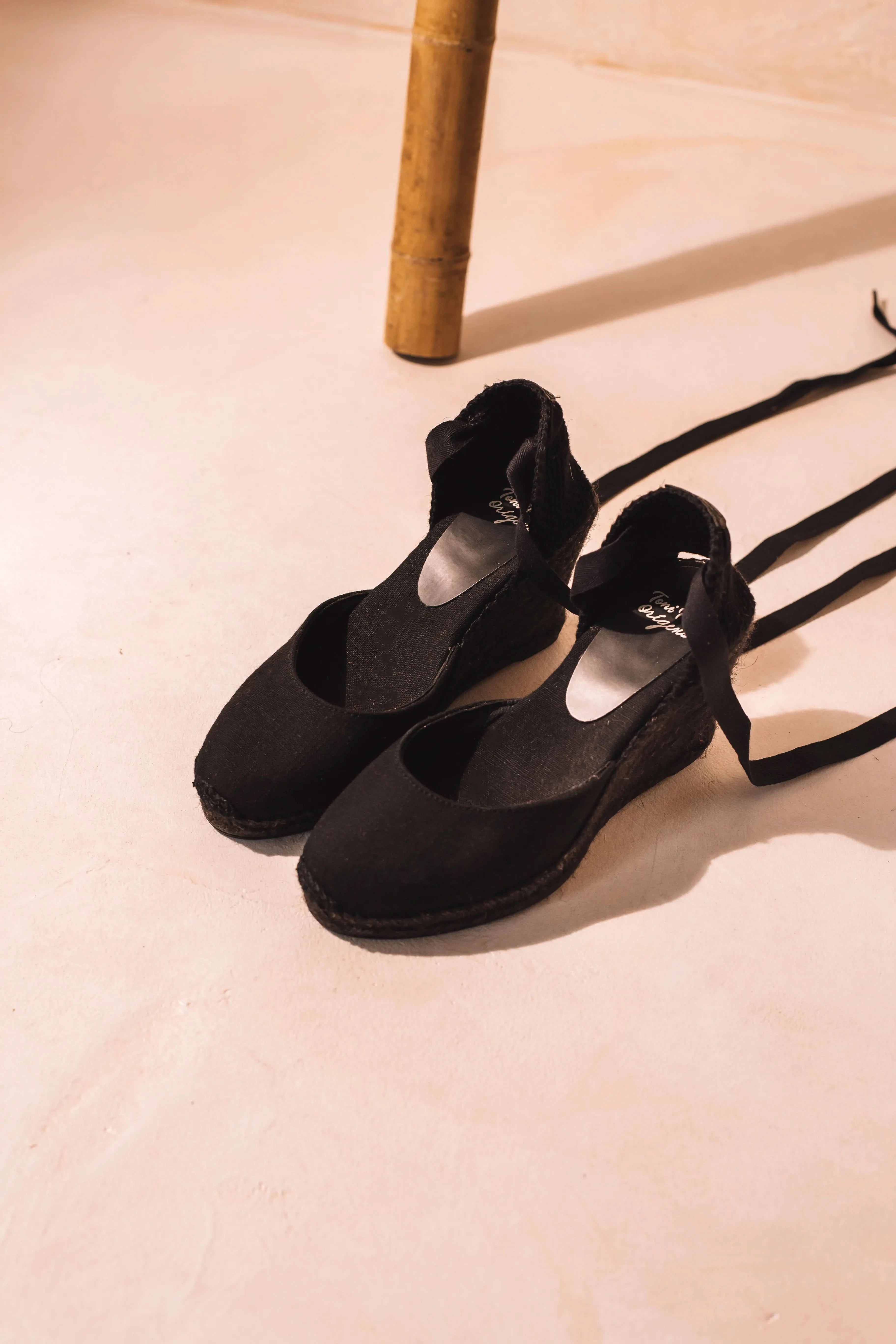 Valencian espadrille for women with wedge and ribbons - FLORINA