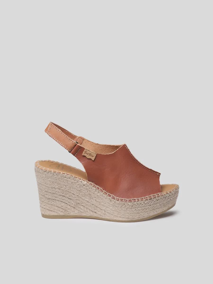 Women's leather espadrille with wedge and velcro closure - LUGANO-P