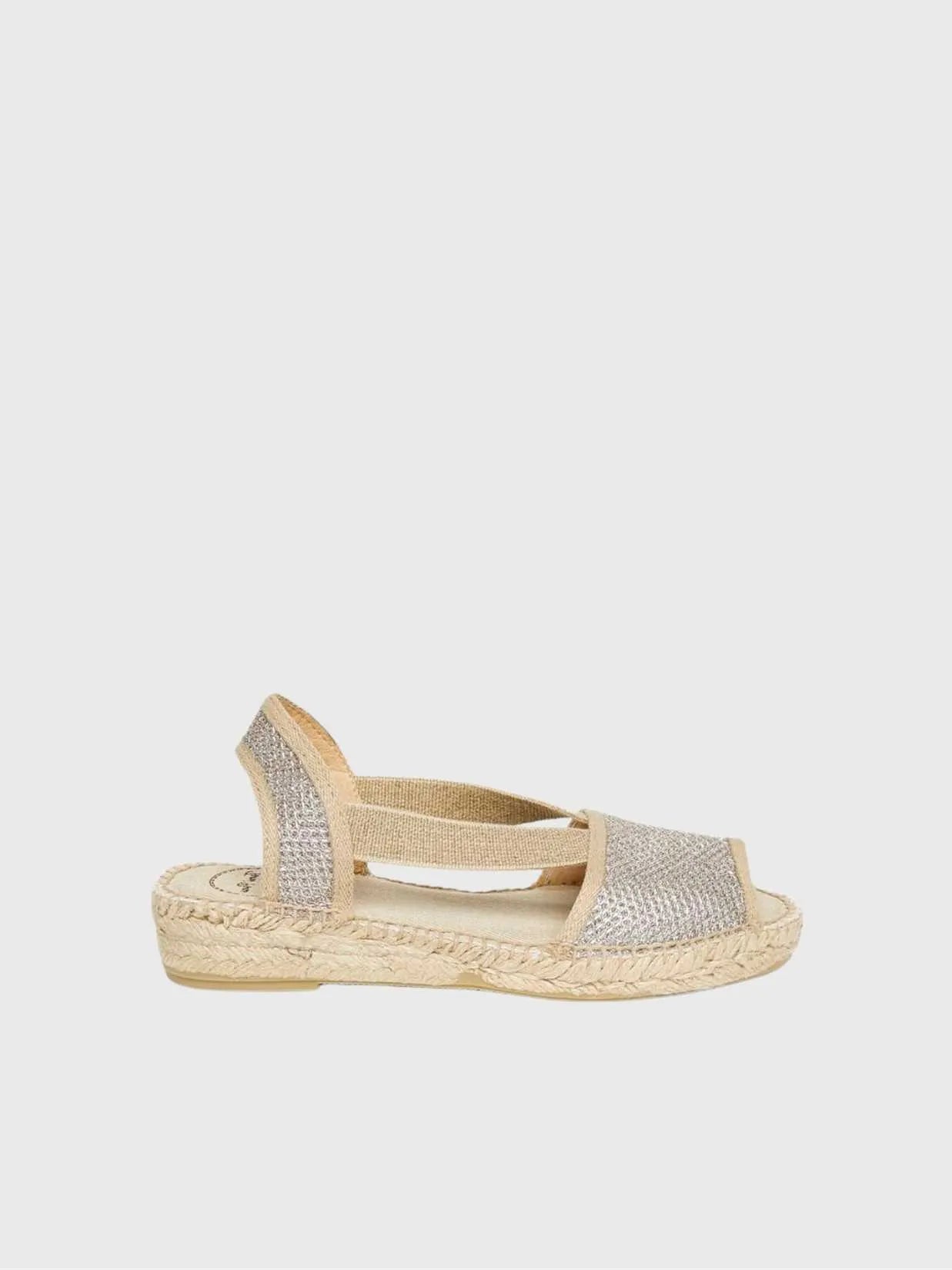 Colour_Lightgold(Platinum) | Metallic Cotton Blend Wedge Espadrille for Women - Estel-S
