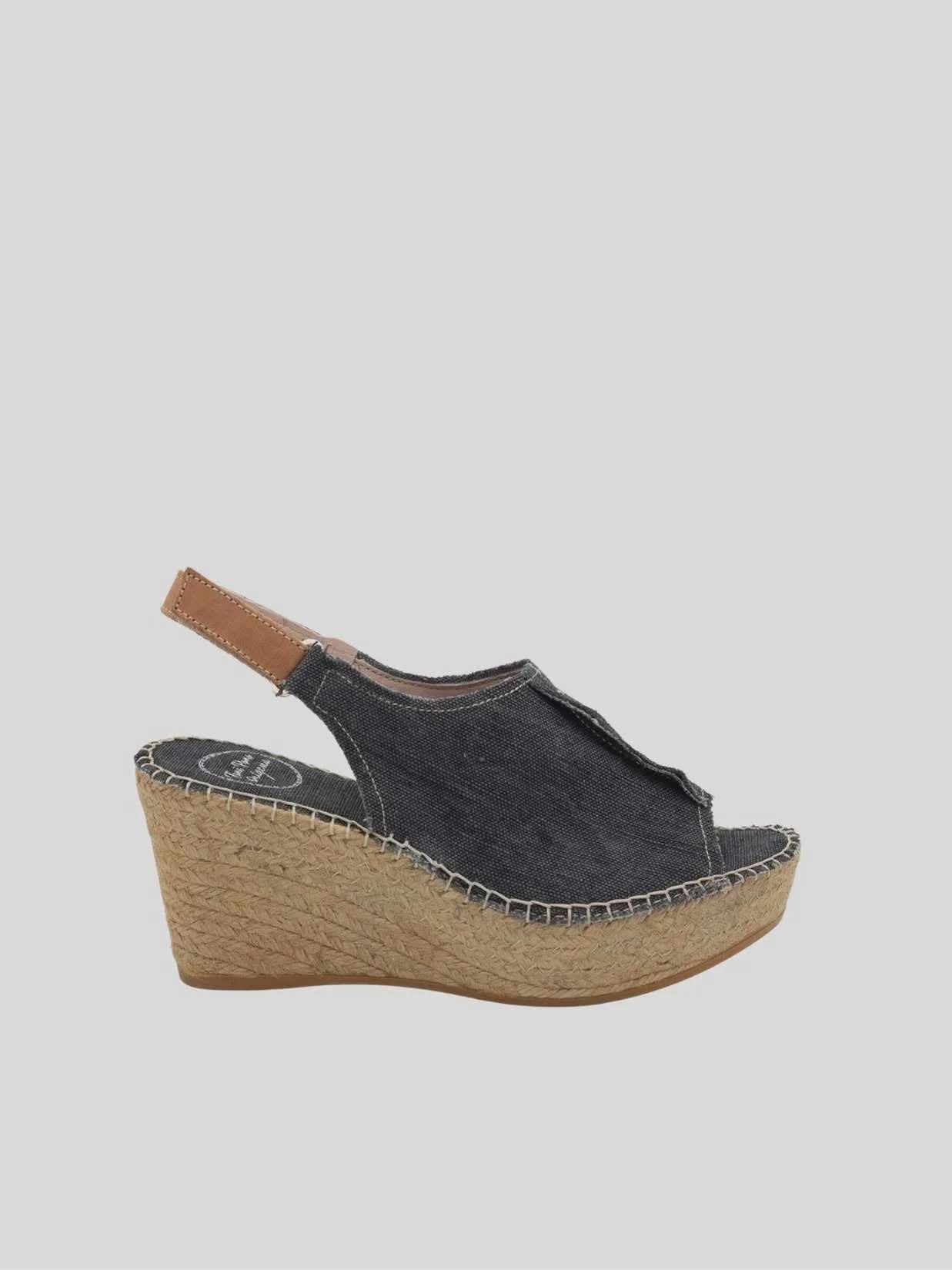 Women's canvas espadrille with wedge and velcro closure - LUGANO
