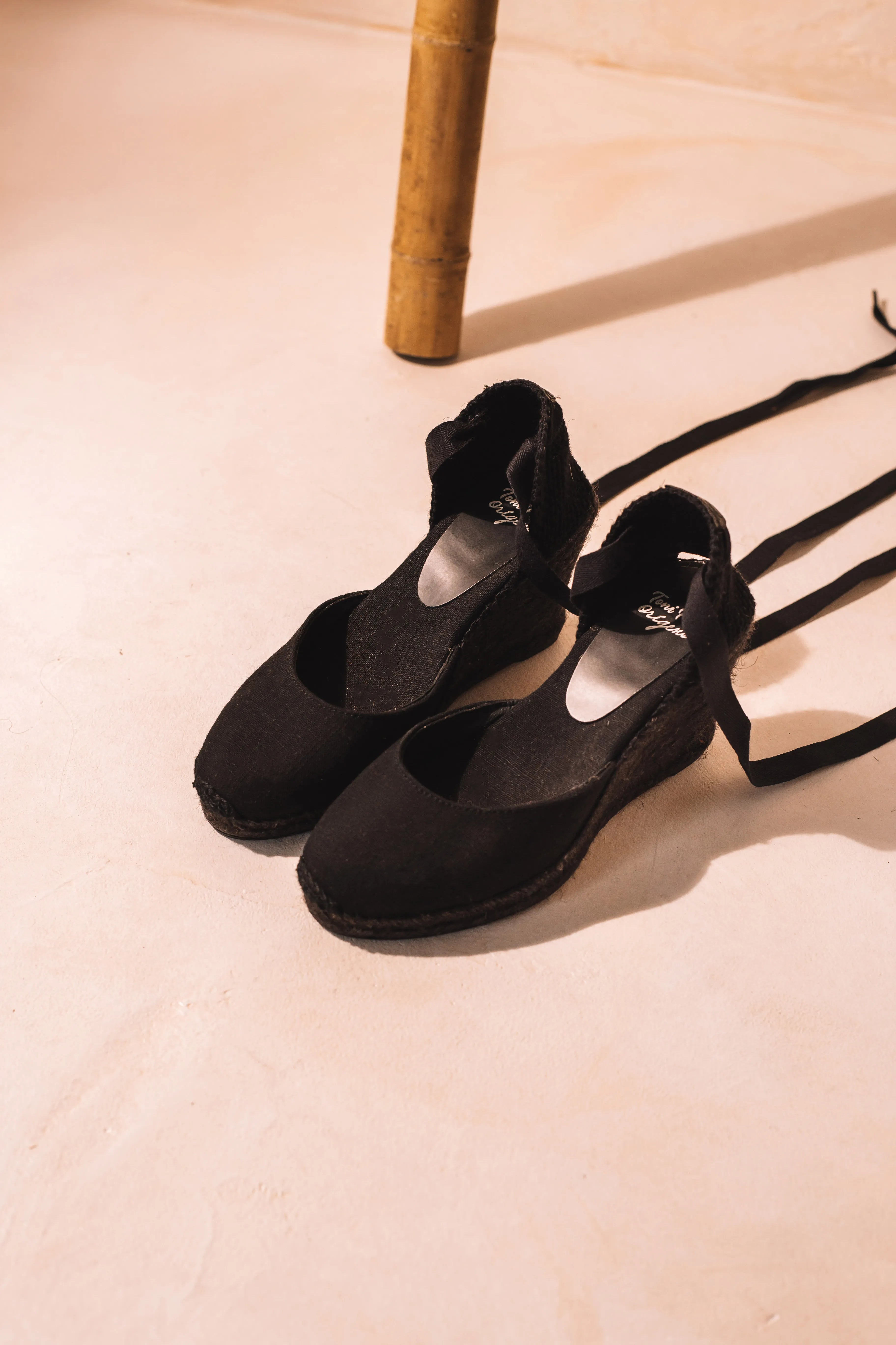 Valencian espadrille for women with wedge and ribbons - FLORINA
