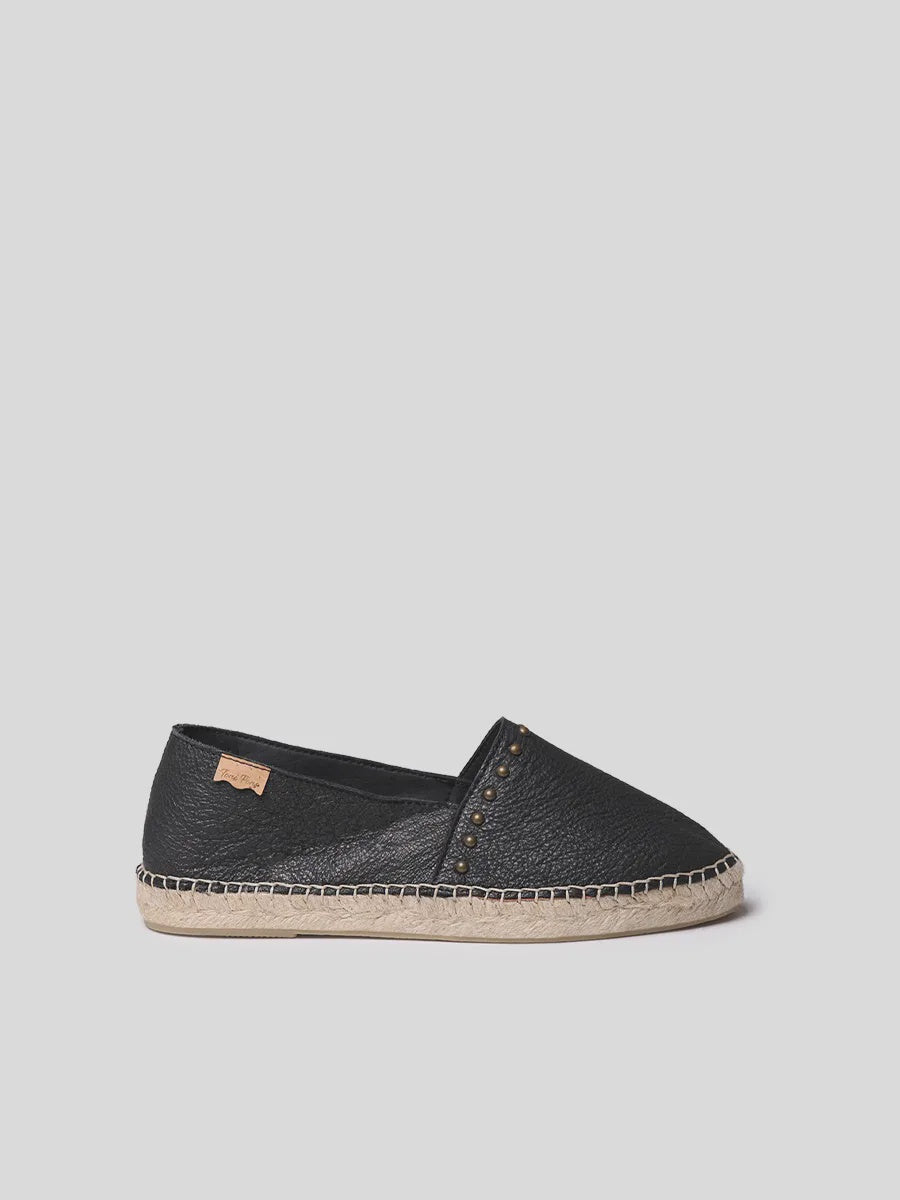 Flat women's espadrille in leather with studs - MALTA